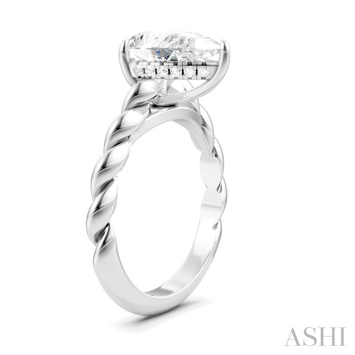 1/10 Ctw Akari Pear Shape Rope Shank Round Cut Diamond Semi Mount Engagement Ring in 14K White Gold