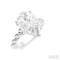 1/8 Ctw Akari Pear Shape Rope Shank Round Cut Diamond Semi Mount Engagement Ring in 14K White Gold