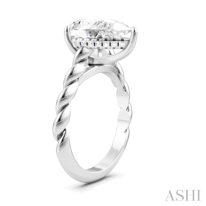 1/8 Ctw Akari Pear Shape Rope Shank Round Cut Diamond Semi Mount Engagement Ring in 14K White Gold