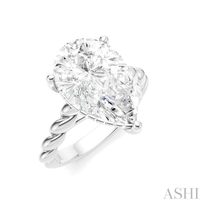 1/6 Ctw Akari Pear Shape Rope Shank Round Cut Diamond Semi Mount Engagement Ring in 14K White Gold