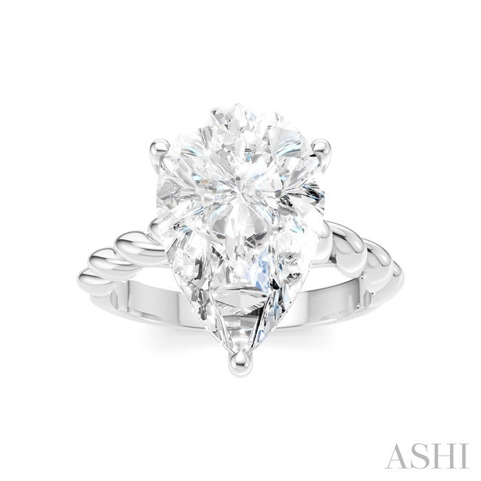 1/6 Ctw Akari Pear Shape Rope Shank Round Cut Diamond Semi Mount Engagement Ring in 14K White Gold