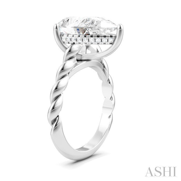 1/6 Ctw Akari Pear Shape Rope Shank Round Cut Diamond Semi Mount Engagement Ring in 14K White Gold