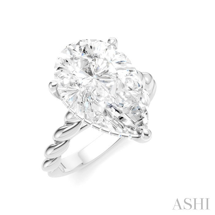 1/6 Ctw Akari Pear Shape Rope Shank Round Cut Diamond Semi Mount Engagement Ring in 14K White Gold