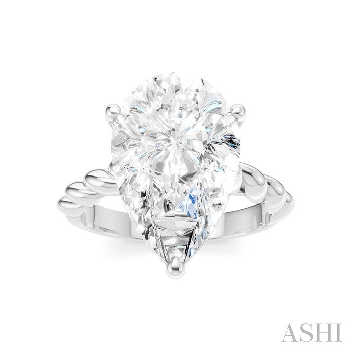 1/6 Ctw Akari Pear Shape Rope Shank Round Cut Diamond Semi Mount Engagement Ring in 14K White Gold