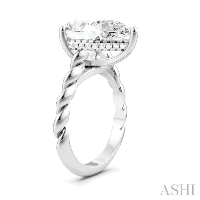 1/6 Ctw Akari Pear Shape Rope Shank Round Cut Diamond Semi Mount Engagement Ring in 14K White Gold