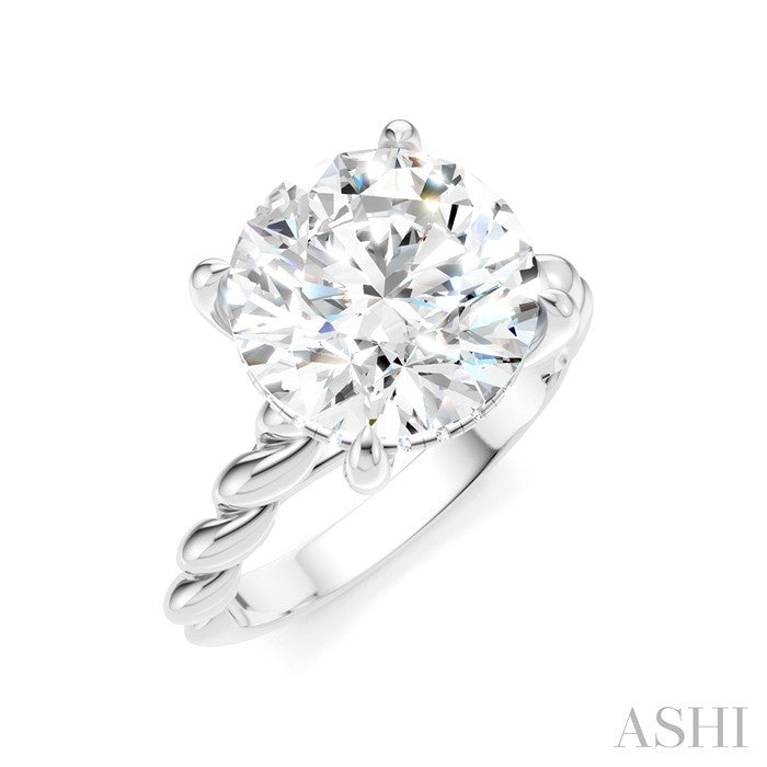 1/8 Ctw Akari Round Shape Rope Shank Round Cut Diamond Semi Mount Engagement Ring in 14K White Gold