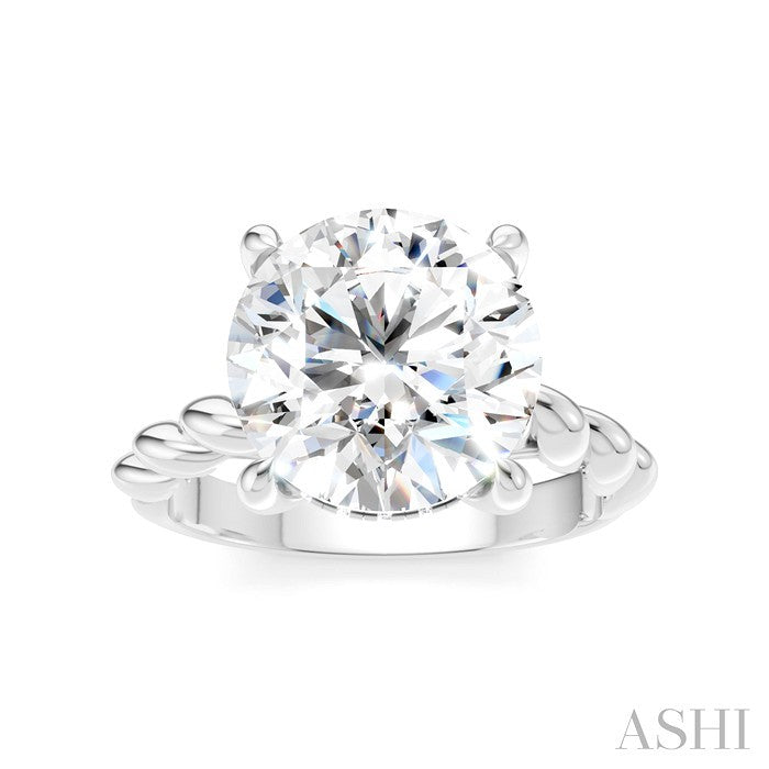 1/8 Ctw Akari Round Shape Rope Shank Round Cut Diamond Semi Mount Engagement Ring in 14K White Gold