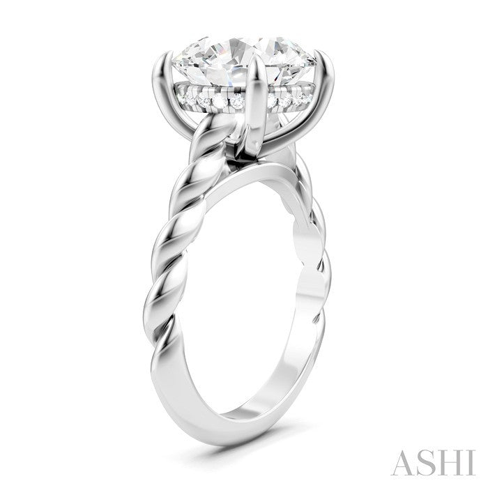 1/8 Ctw Akari Round Shape Rope Shank Round Cut Diamond Semi Mount Engagement Ring in 14K White Gold