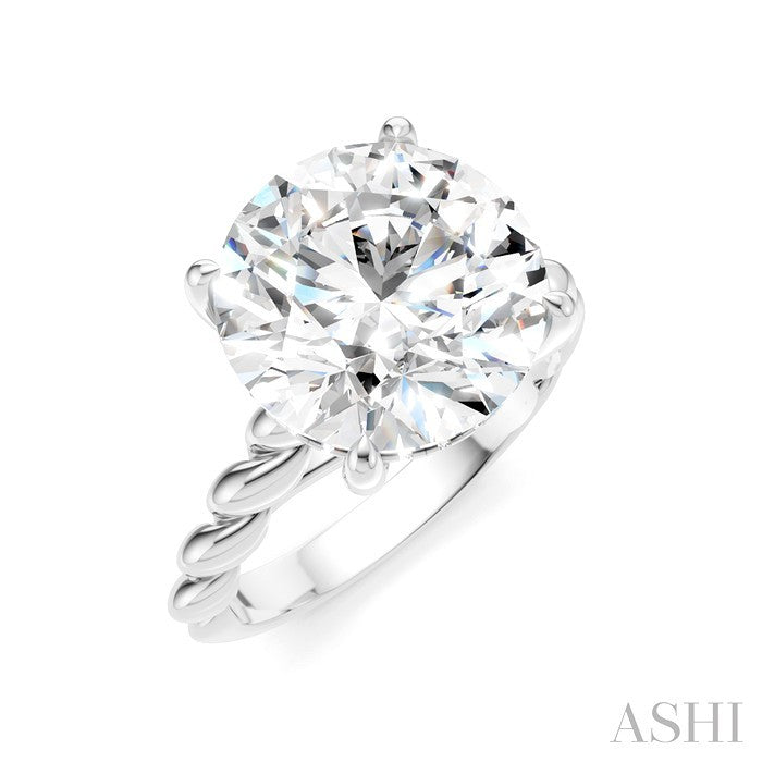1/8 Ctw Akari Round Shape Rope Shank Round Cut Diamond Semi Mount Engagement Ring in 14K White Gold