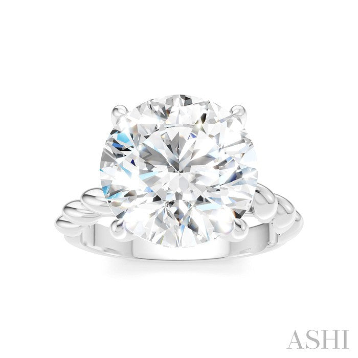 1/8 Ctw Akari Round Shape Rope Shank Round Cut Diamond Semi Mount Engagement Ring in 14K White Gold