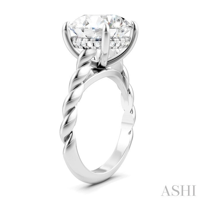 1/8 Ctw Akari Round Shape Rope Shank Round Cut Diamond Semi Mount Engagement Ring in 14K White Gold