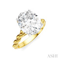 1/10 Ctw Akari Oval Shape Rope Shank Round Cut Diamond Semi Mount Engagement Ring in 14K Yellow and White Gold
