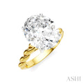 1/8 Ctw Akari Oval Shape Rope Shank Round Cut Diamond Semi Mount Engagement Ring in 14K Yellow and White Gold