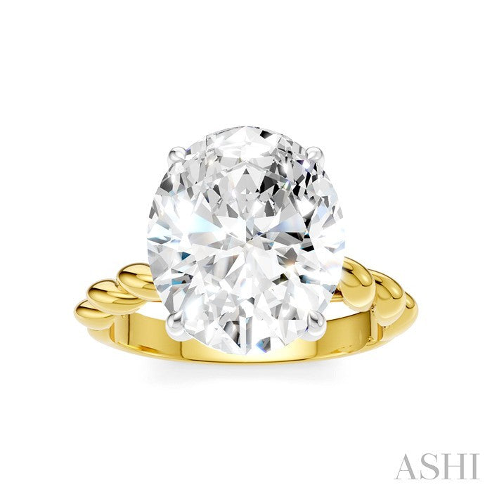 1/8 Ctw Akari Oval Shape Rope Shank Round Cut Diamond Semi Mount Engagement Ring in 14K Yellow and White Gold