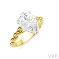 1/10 Ctw Akari Pear Shape Rope Shank Round Cut Diamond Semi Mount Engagement Ring in 14K Yellow and White Gold