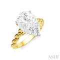 1/8 Ctw Akari Pear Shape Rope Shank Round Cut Diamond Semi Mount Engagement Ring in 14K Yellow and White Gold