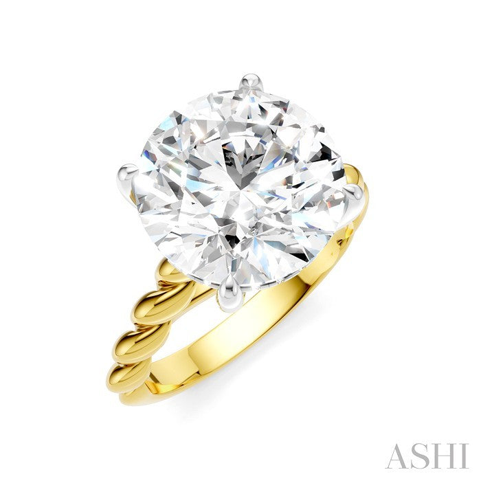 1/8 Ctw Akari Round Shape Rope Shank Round Cut Diamond Semi Mount Engagement Ring in 14K Yellow and White Gold