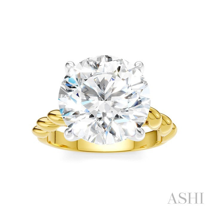 1/8 Ctw Akari Round Shape Rope Shank Round Cut Diamond Semi Mount Engagement Ring in 14K Yellow and White Gold