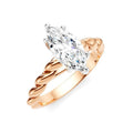 1/20 Ctw Akari Marquise Shape Rope Shank Round Cut Diamond Semi Mount Engagement Ring in 14K Rose and White Gold