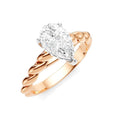 1/20 Ctw Akari Pear Shape Rope Shank Round Cut Diamond Semi Mount Engagement Ring in 14K Rose and White Gold