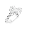 1/20 Ctw Akari Pear Shape Rope Shank Round Cut Diamond Semi Mount Engagement Ring in 14K White Gold