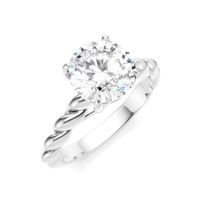 1/20 Ctw Akari Circular Shape Rope Shank Round Cut Diamond Semi Mount Engagement Ring in 14K White Gold