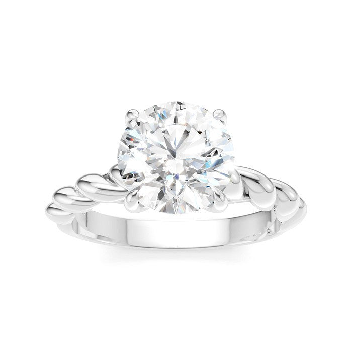 1/20 Ctw Akari Circular Shape Rope Shank Round Cut Diamond Semi Mount Engagement Ring in 14K White Gold