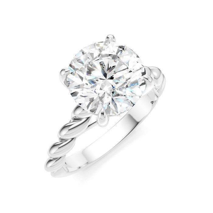 1/20 Ctw Akari Round Shape Rope Shank Round Cut Diamond Semi Mount Engagement Ring in 14K White Gold