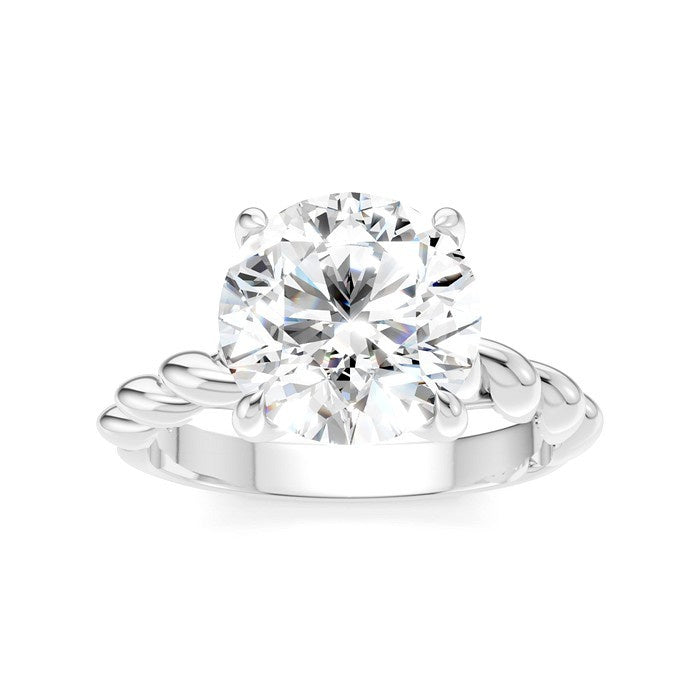 1/20 Ctw Akari Round Shape Rope Shank Round Cut Diamond Semi Mount Engagement Ring in 14K White Gold