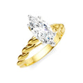 1/20 Ctw Akari Marquise Shape Rope Shank Round Cut Diamond Semi Mount Engagement Ring in 14K Yellow and White Gold