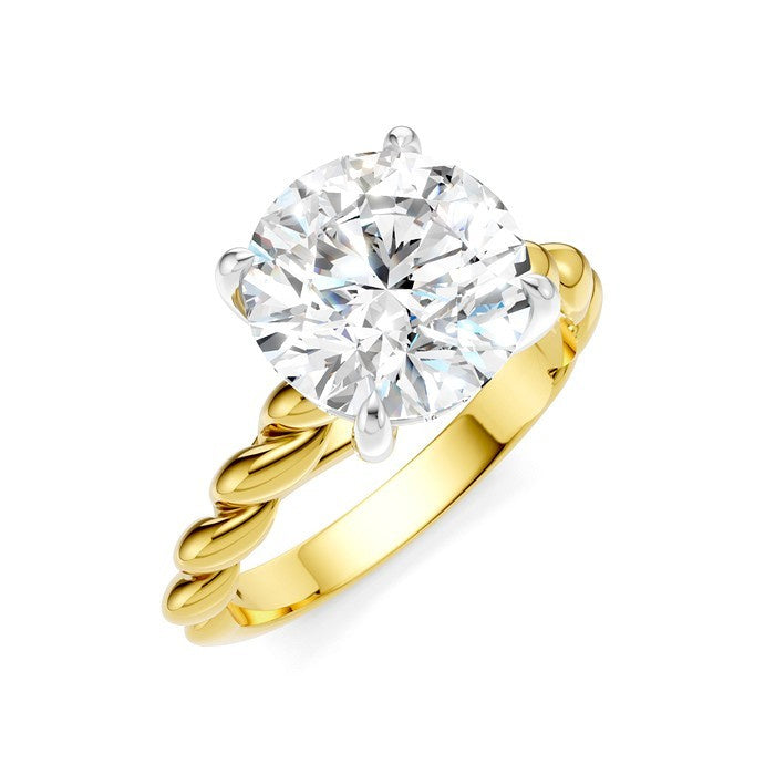 1/20 Ctw Akari Round Shape Rope Shank Round Cut Diamond Semi Mount Engagement Ring in 14K Yellow and White Gold