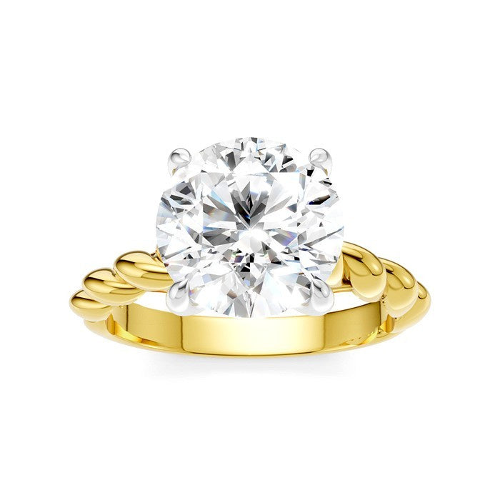 1/20 Ctw Akari Round Shape Rope Shank Round Cut Diamond Semi Mount Engagement Ring in 14K Yellow and White Gold