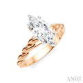 1/20 Ctw Akari Marquise Shape Rope Shank Round Cut Diamond Semi Mount Engagement Ring in 14K Rose and White Gold