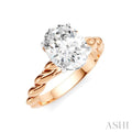 1/20 Ctw Akari Oval Shape Rope Shank Round Cut Diamond Semi Mount Engagement Ring in 14K Rose and White Gold