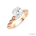 1/20 Ctw Akari Round Shape Rope Shank Round Cut Diamond Semi Mount Engagement Ring in 14K Rose and White Gold