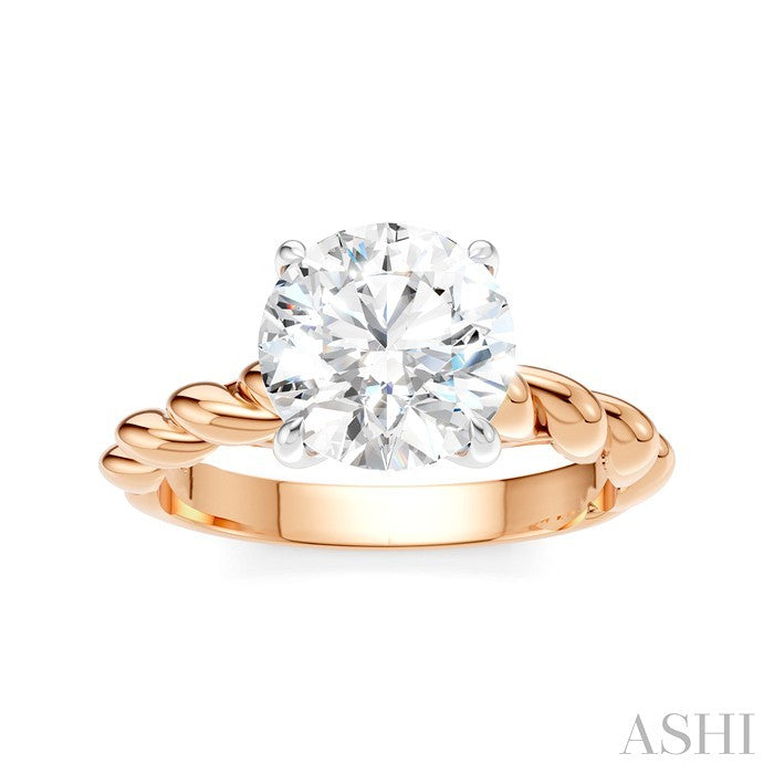 1/20 Ctw Akari Round Shape Rope Shank Round Cut Diamond Semi Mount Engagement Ring in 14K Rose and White Gold