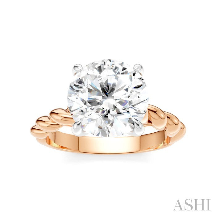 1/20 Ctw Akari Round Shape Rope Shank Round Cut Diamond Semi Mount Engagement Ring in 14K Rose and White Gold