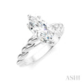 1/20 Ctw Akari Marquise Shape Rope Shank Round Cut Diamond Semi Mount Engagement Ring in 14K White Gold