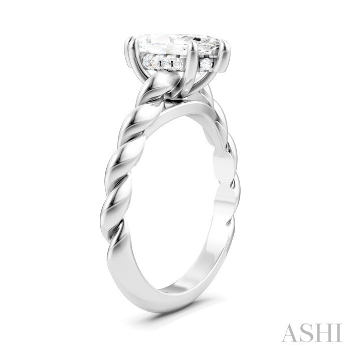 1/20 Ctw Akari Marquise Shape Rope Shank Round Cut Diamond Semi Mount Engagement Ring in 14K White Gold
