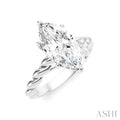 1/10 Ctw Akari Marquise Shape Rope Shank Round Cut Diamond Semi Mount Engagement Ring in 14K White Gold