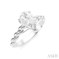 1/20 Ctw Akari Pear Shape Rope Shank Round Cut Diamond Semi Mount Engagement Ring in 14K White Gold