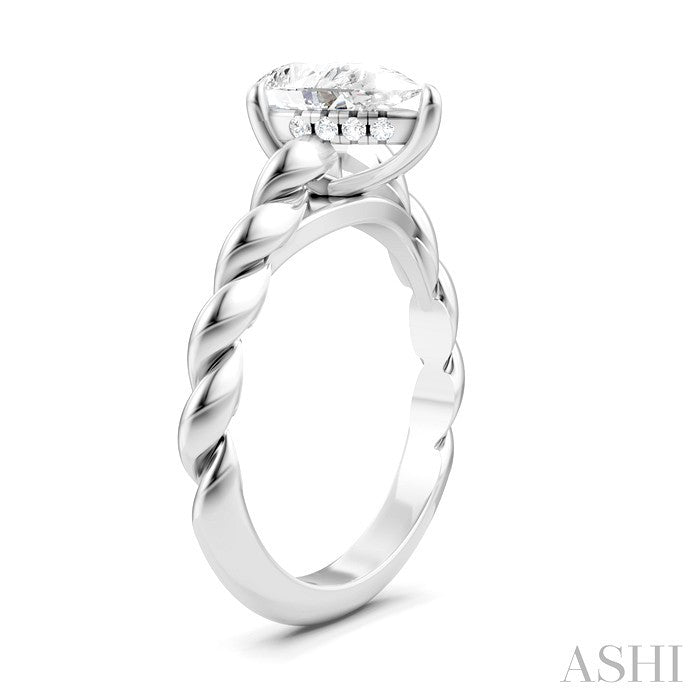 1/20 Ctw Akari Pear Shape Rope Shank Round Cut Diamond Semi Mount Engagement Ring in 14K White Gold