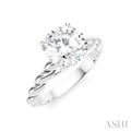 1/20 Ctw Akari Circular Shape Rope Shank Round Cut Diamond Semi Mount Engagement Ring in 14K White Gold
