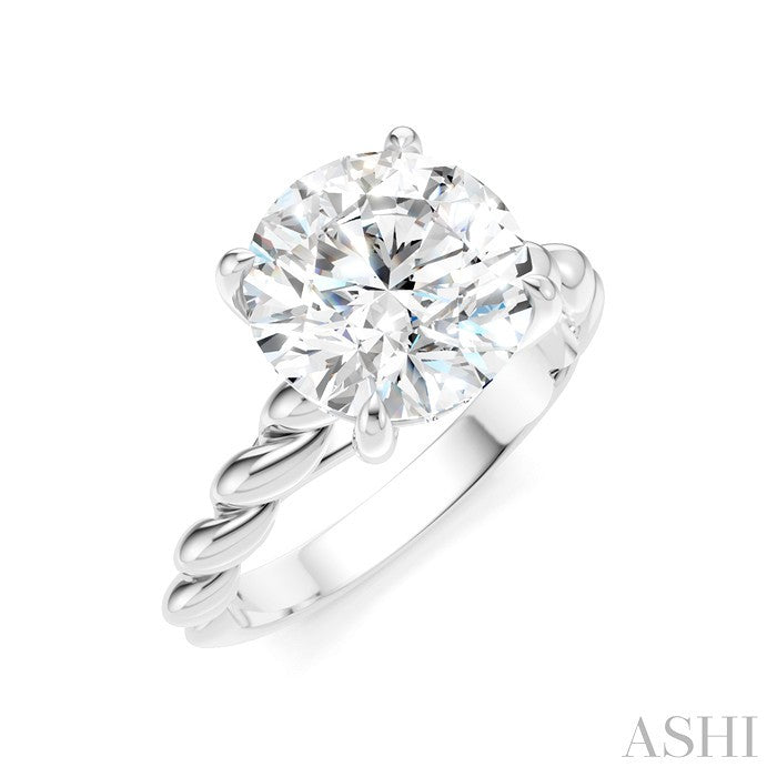 1/20 Ctw Akari Round Shape Rope Shank Round Cut Diamond Semi Mount Engagement Ring in 14K White Gold