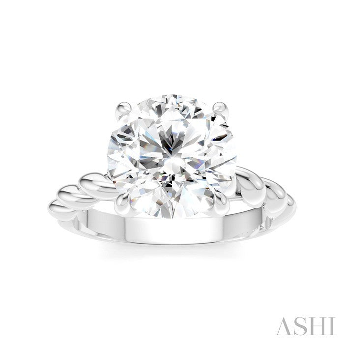 1/20 Ctw Akari Round Shape Rope Shank Round Cut Diamond Semi Mount Engagement Ring in 14K White Gold