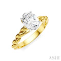 1/20 Ctw Akari Oval Shape Rope Shank Round Cut Diamond Semi Mount Engagement Ring in 14K Yellow and White Gold