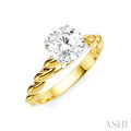 1/20 Ctw Akari Round Shape Rope Shank Round Cut Diamond Semi Mount Engagement Ring in 14K Yellow and White Gold