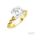1/20 Ctw Akari Round Shape Rope Shank Round Cut Diamond Semi Mount Engagement Ring in 14K Yellow and White Gold