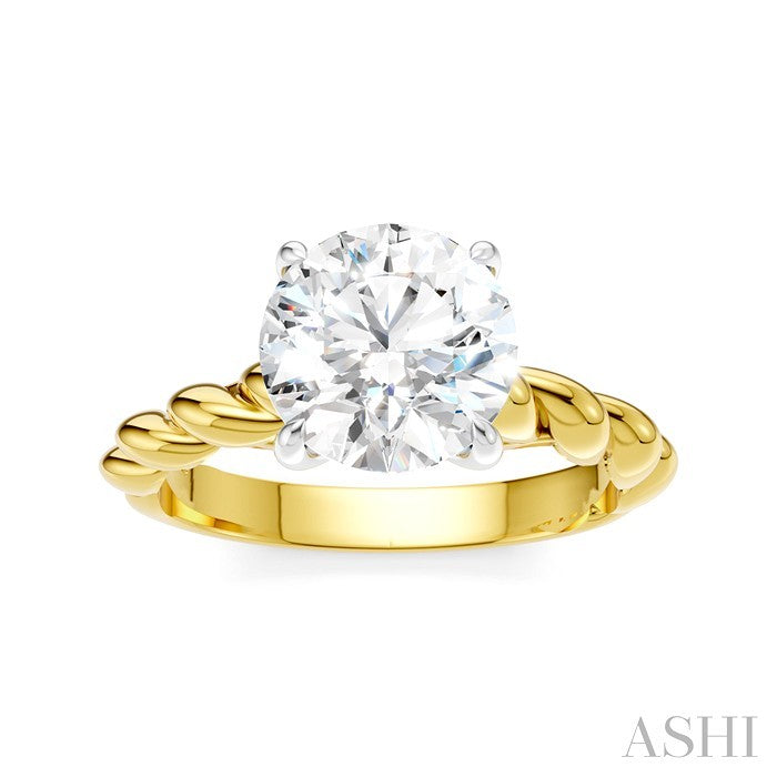 1/20 Ctw Akari Round Shape Rope Shank Round Cut Diamond Semi Mount Engagement Ring in 14K Yellow and White Gold