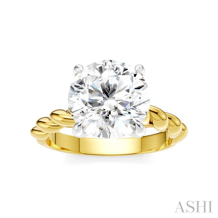 1/20 Ctw Akari Round Shape Rope Shank Round Cut Diamond Semi Mount Engagement Ring in 14K Yellow and White Gold